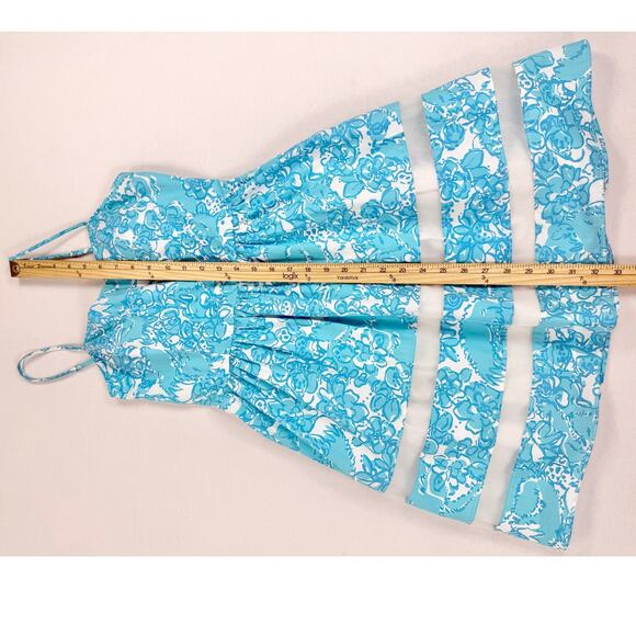 Lilly Pulitzer Women's Ollie Floral Fit & Flare Mini Dress Size 0 Turquoise Blue - Picture 13 of 13